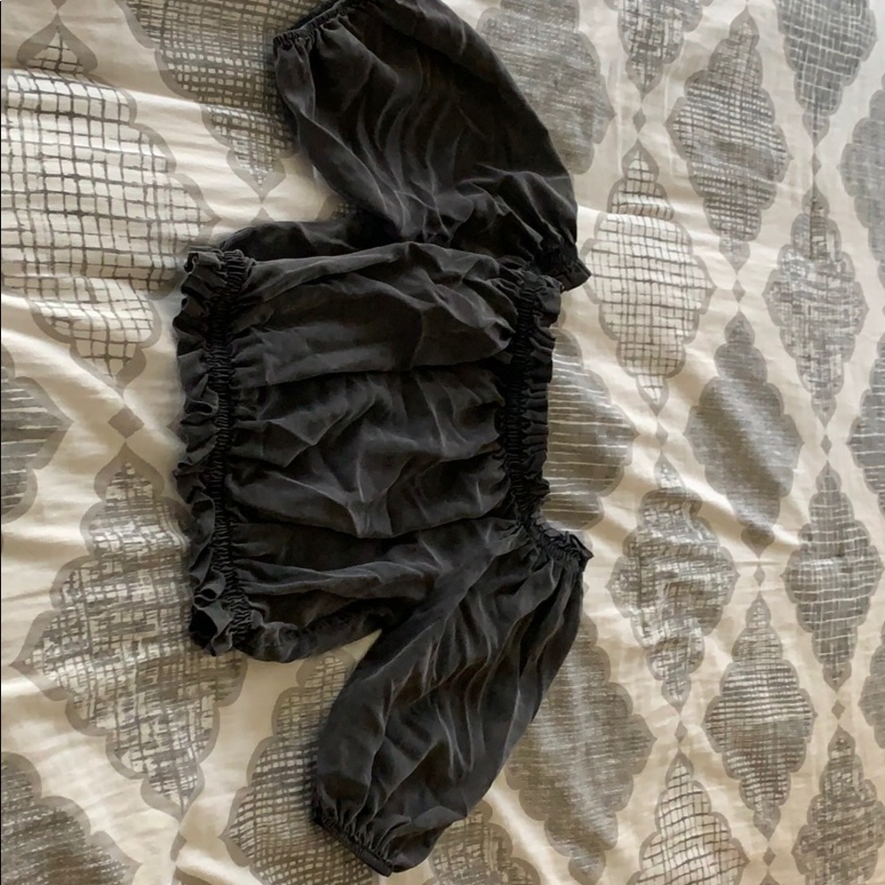 black frilled crop blouse, worn twice